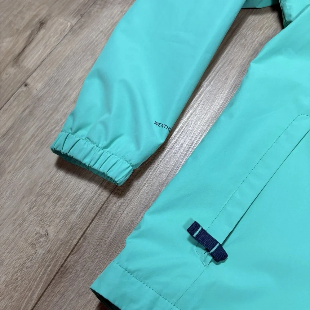 Eddie Bauer Jacket First Ascent Hood Rain Proof Blue Full Zip Girls 10/12‎ M